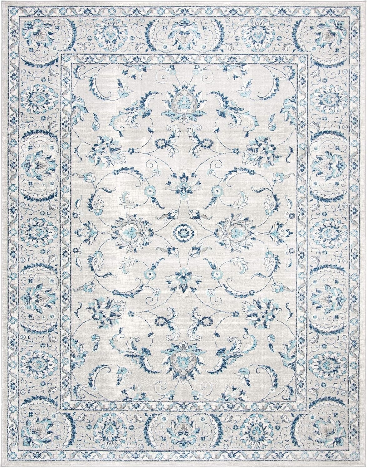 image:imageSAFAVIEH Area Rug 8x10 Brentwood Collection Large Light Grey amp Blue Oriental Floral Scroll Design NonShedding amp Easy Cleaning Ideal for Living Room Bedroom Office Dining Space BNT854GLight Grey Blue
