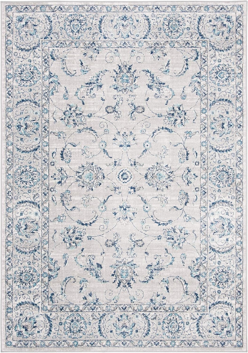 image:imageSAFAVIEH Area Rug 8x10 Brentwood Collection Large Light Grey amp Blue Oriental Floral Scroll Design NonShedding amp Easy Cleaning Ideal for Living Room Bedroom Office Dining Space BNT854GLight Grey Blue