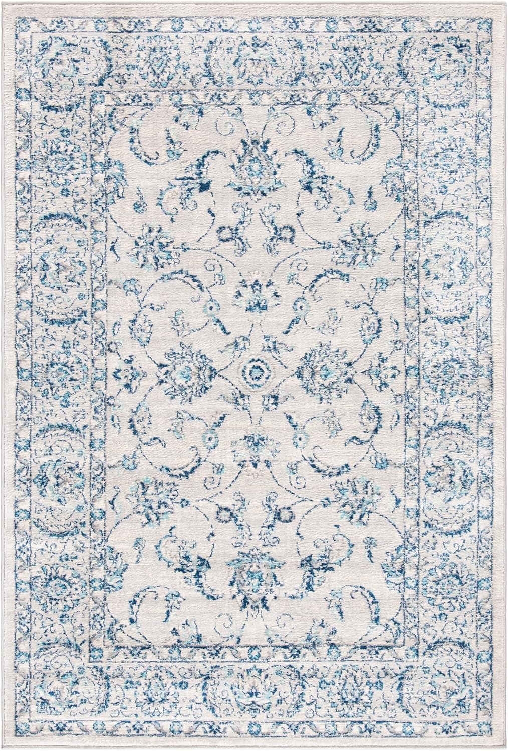 image:imageSAFAVIEH Area Rug 8x10 Brentwood Collection Large Light Grey amp Blue Oriental Floral Scroll Design NonShedding amp Easy Cleaning Ideal for Living Room Bedroom Office Dining Space BNT854GLight Grey Blue