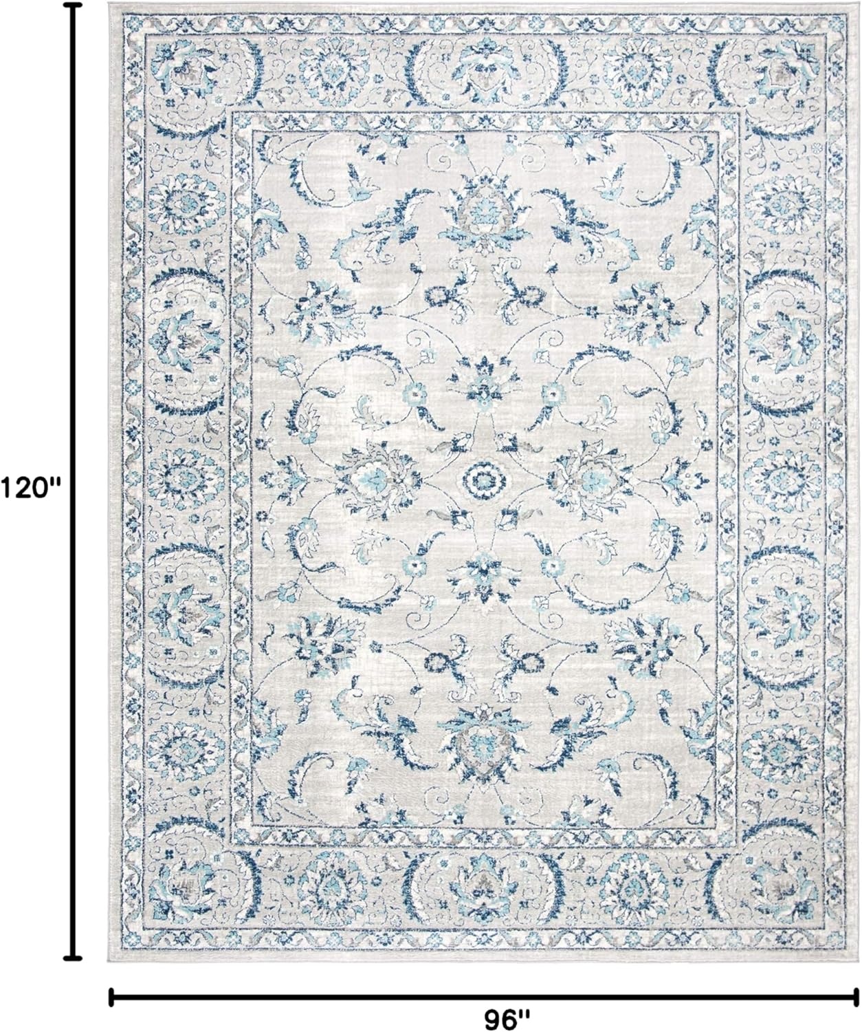 image:imageSAFAVIEH Area Rug 8x10 Brentwood Collection Large Light Grey amp Blue Oriental Floral Scroll Design NonShedding amp Easy Cleaning Ideal for Living Room Bedroom Office Dining Space BNT854GLight Grey Blue