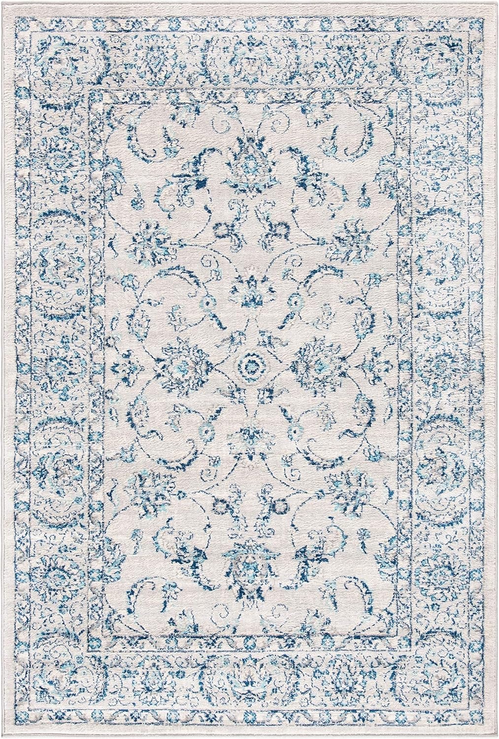 image:imageSAFAVIEH Area Rug 8x10 Brentwood Collection Large Light Grey amp Blue Oriental Floral Scroll Design NonShedding amp Easy Cleaning Ideal for Living Room Bedroom Office Dining Space BNT854GLight Grey Blue