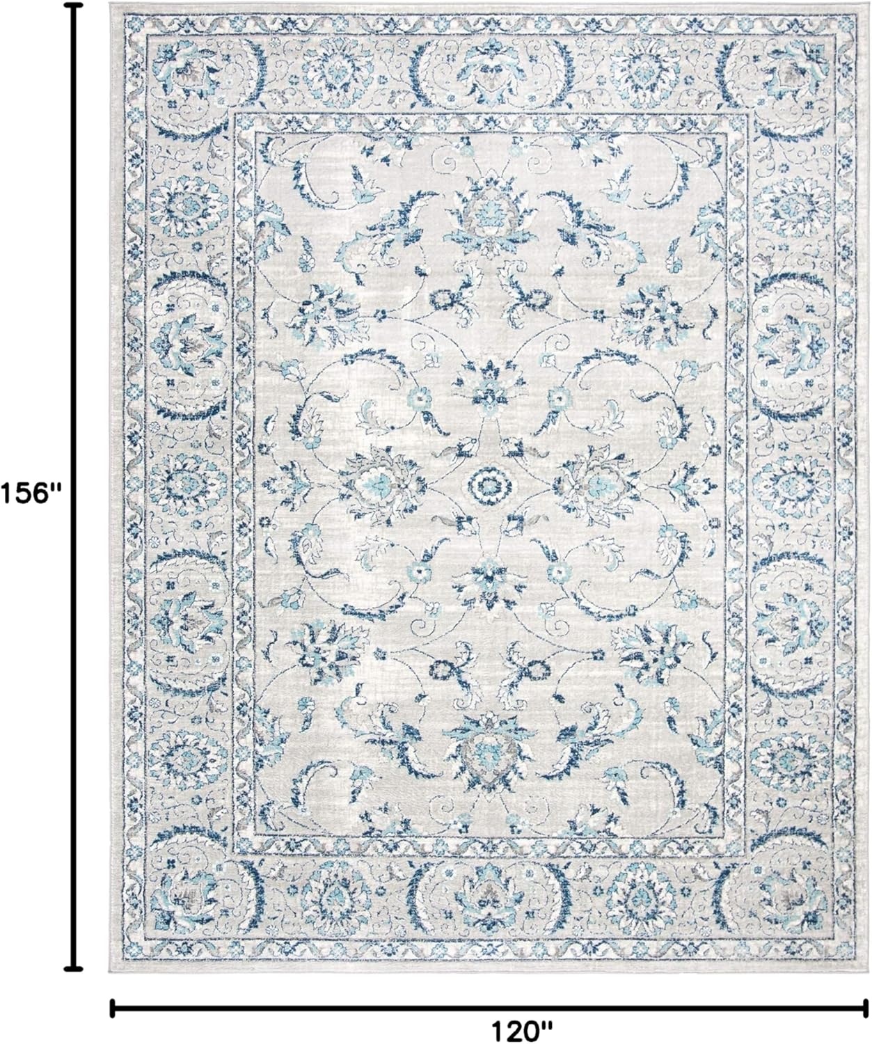 image:imageSAFAVIEH Area Rug 8x10 Brentwood Collection Large Light Grey amp Blue Oriental Floral Scroll Design NonShedding amp Easy Cleaning Ideal for Living Room Bedroom Office Dining Space BNT854GLight Grey Blue