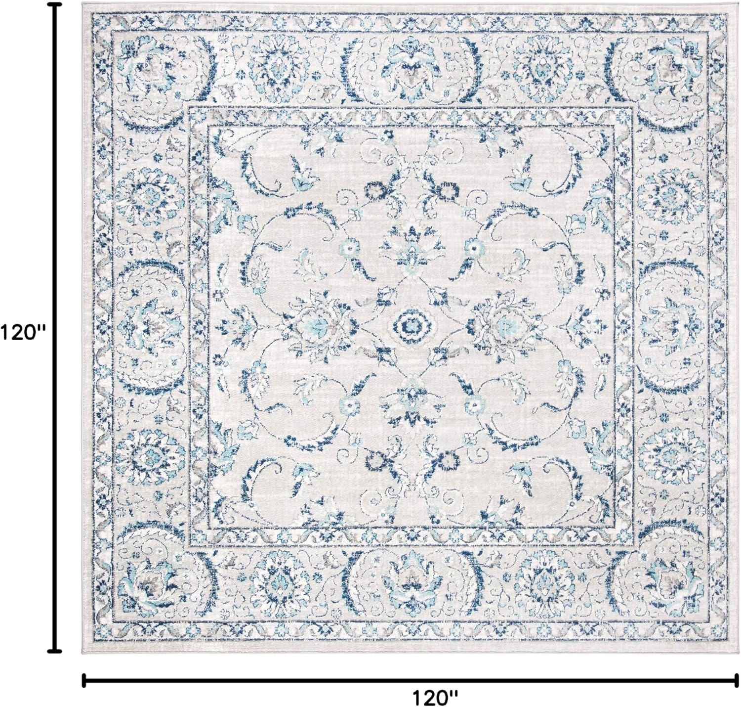 image:imageSAFAVIEH Area Rug 8x10 Brentwood Collection Large Light Grey amp Blue Oriental Floral Scroll Design NonShedding amp Easy Cleaning Ideal for Living Room Bedroom Office Dining Space BNT854GLight Grey Blue