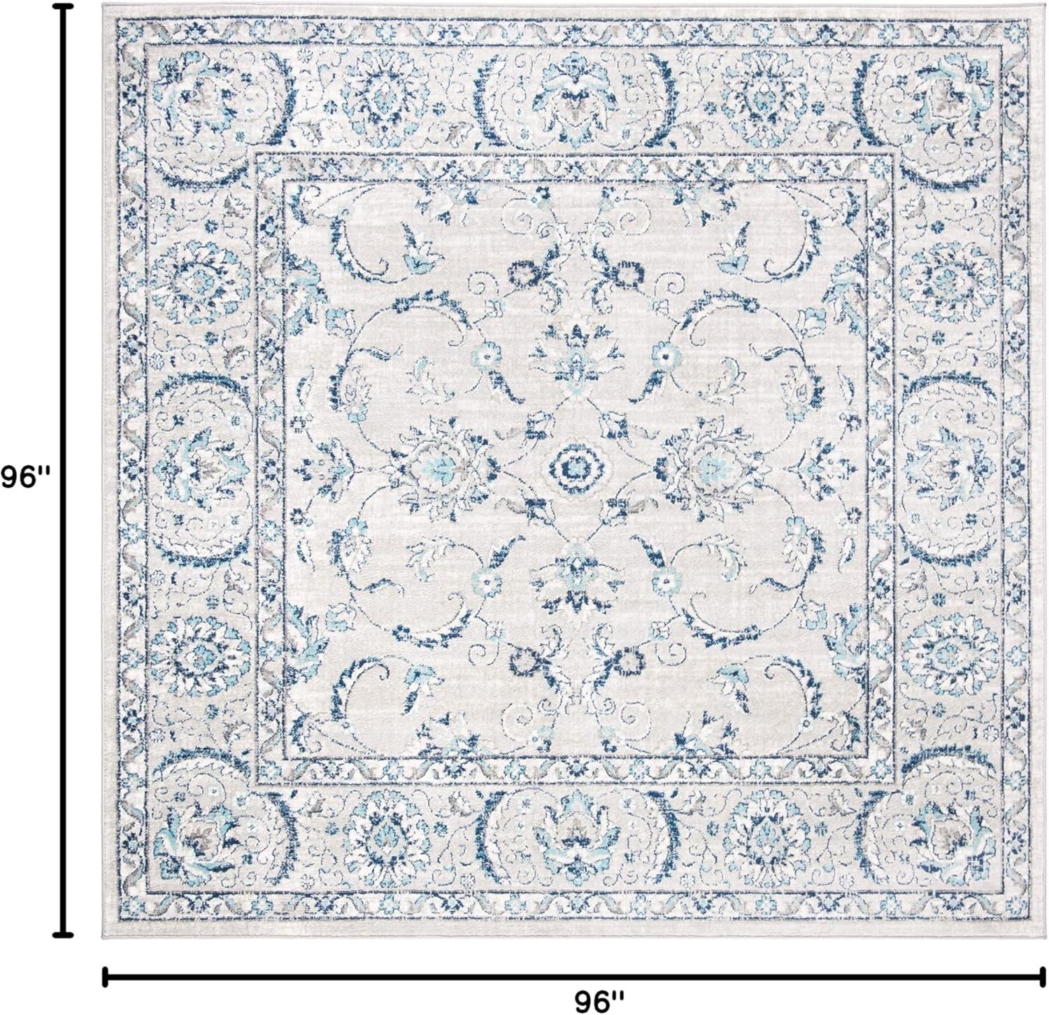 image:imageSAFAVIEH Area Rug 8x10 Brentwood Collection Large Light Grey amp Blue Oriental Floral Scroll Design NonShedding amp Easy Cleaning Ideal for Living Room Bedroom Office Dining Space BNT854GLight Grey Blue