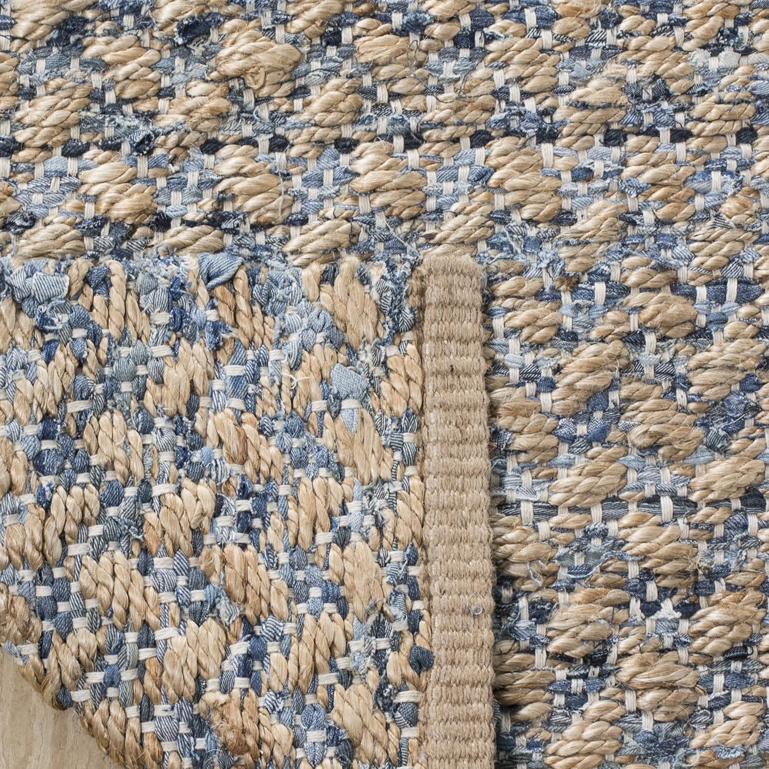 image:imageSAFAVIEH Area Rug 8x10 Cape Cod Collection Large Blue amp Natural Handmade Braided Jute Boho Design Ideal for Living Room Bedroom Office Dining Space CAP305MBlueNatural