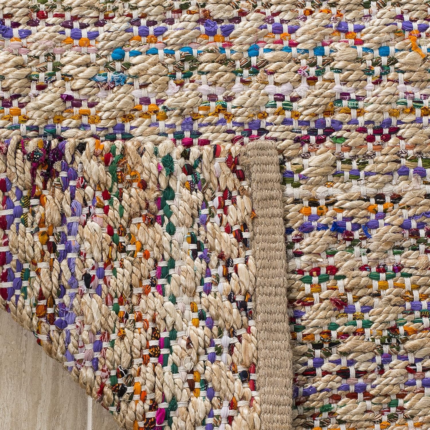 image:imageSAFAVIEH Area Rug 8x10 Cape Cod Collection Large Blue amp Natural Handmade Braided Jute Boho Design Ideal for Living Room Bedroom Office Dining Space CAP305MRedNatural