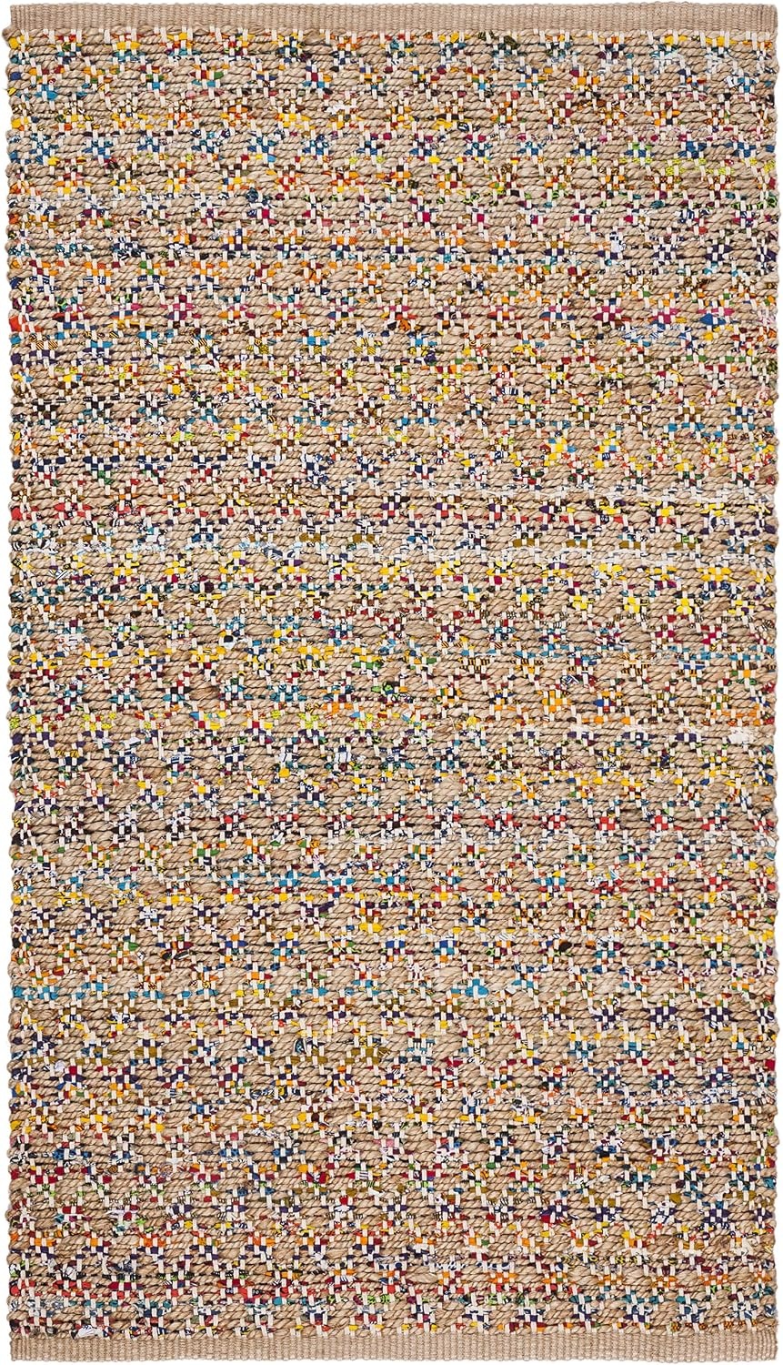 image:imageSAFAVIEH Area Rug 8x10 Cape Cod Collection Large Blue amp Natural Handmade Braided Jute Boho Design Ideal for Living Room Bedroom Office Dining Space CAP305MRedNatural