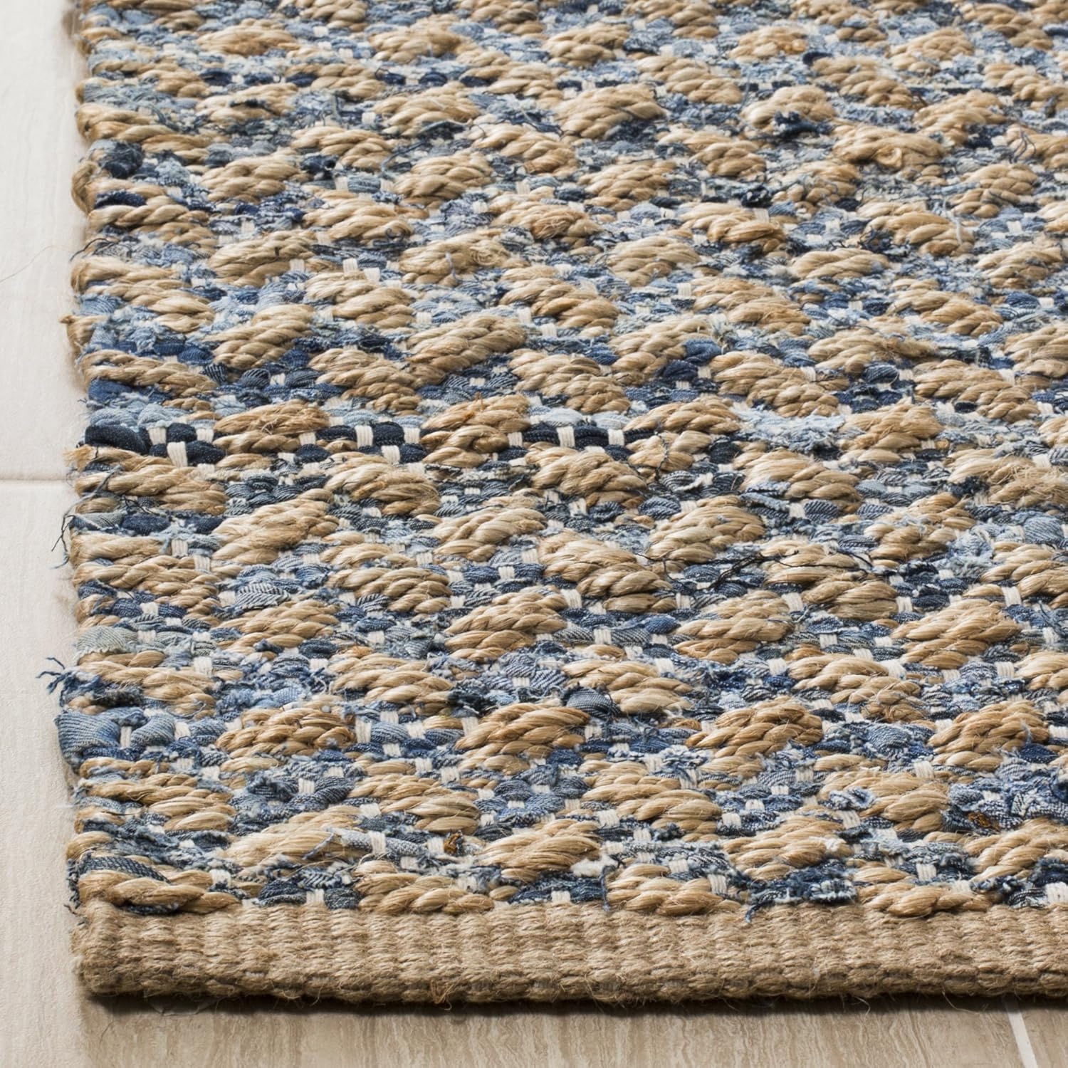 image:imageSAFAVIEH Area Rug 8x10 Cape Cod Collection Large Blue amp Natural Handmade Braided Jute Boho Design Ideal for Living Room Bedroom Office Dining Space CAP305MBlueNatural