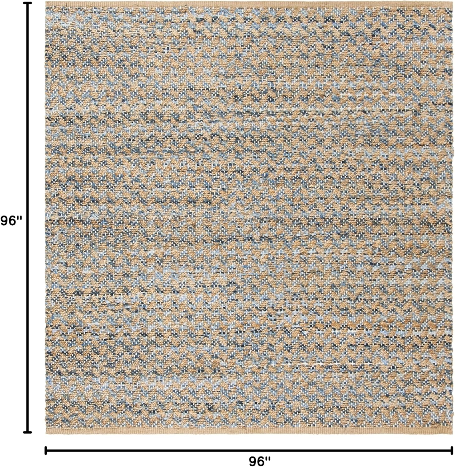 image:imageSAFAVIEH Area Rug 8x10 Cape Cod Collection Large Blue amp Natural Handmade Braided Jute Boho Design Ideal for Living Room Bedroom Office Dining Space CAP305MBlueNatural
