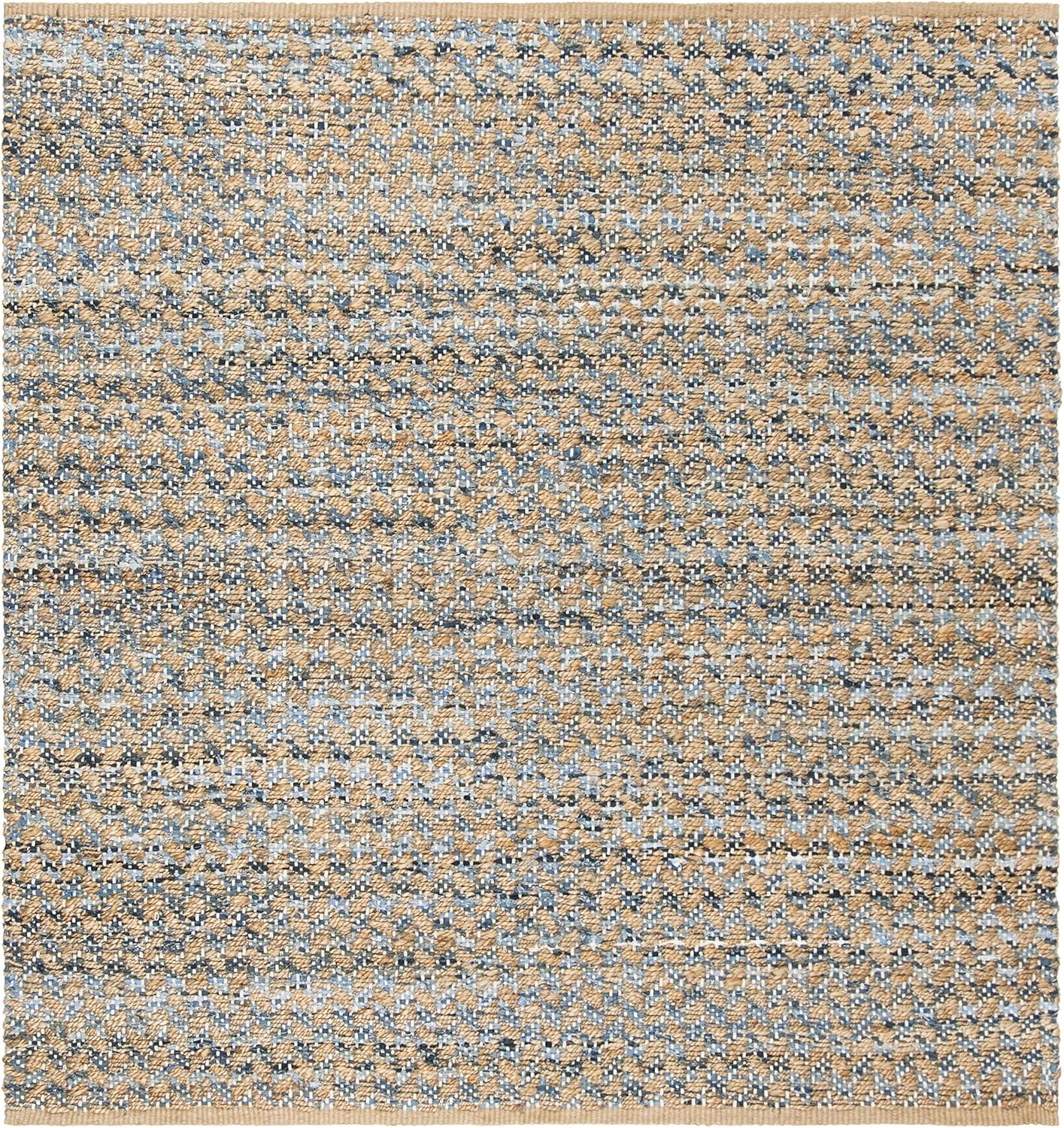 image:imageSAFAVIEH Area Rug 8x10 Cape Cod Collection Large Blue amp Natural Handmade Braided Jute Boho Design Ideal for Living Room Bedroom Office Dining Space CAP305MBlueNatural
