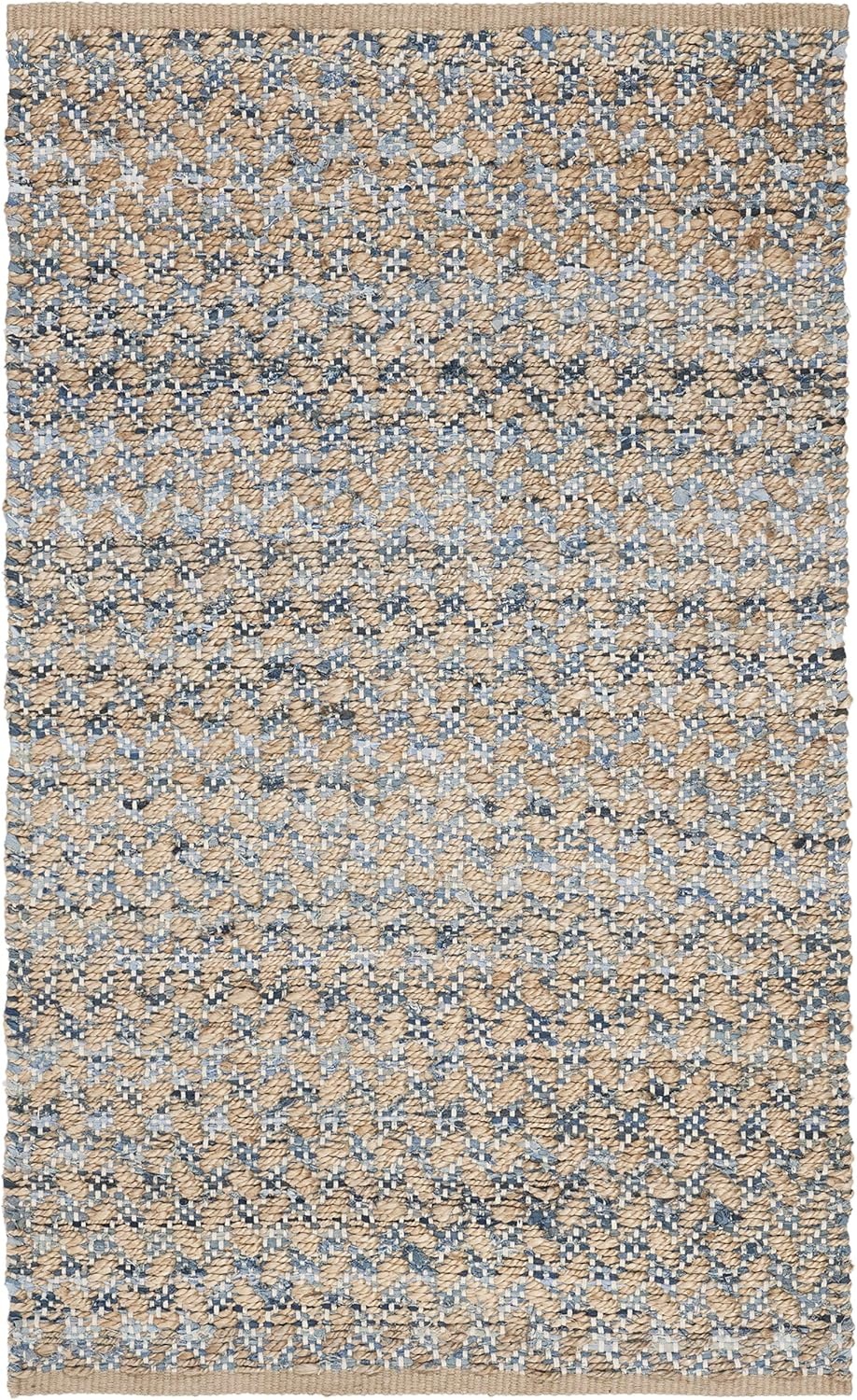 image:imageSAFAVIEH Area Rug 8x10 Cape Cod Collection Large Blue amp Natural Handmade Braided Jute Boho Design Ideal for Living Room Bedroom Office Dining Space CAP305MBlueNatural