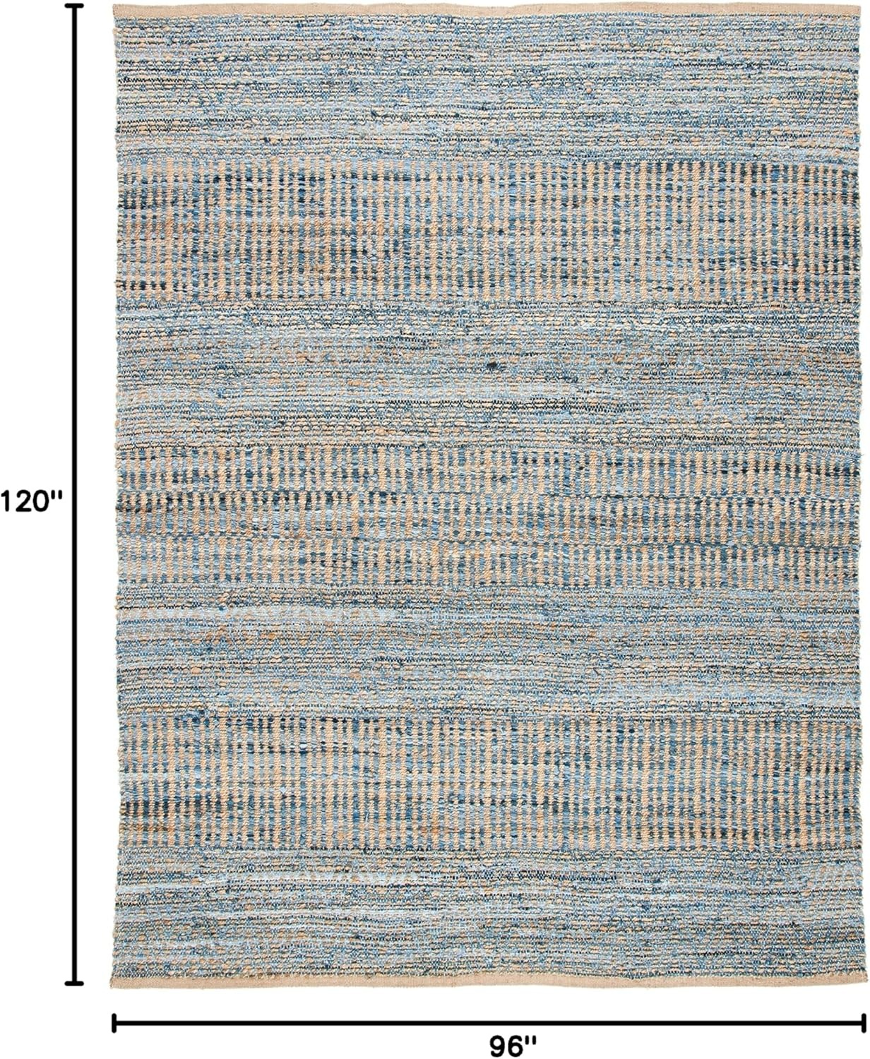 image:imageSAFAVIEH Area Rug 8x10 Cape Cod Collection Large Natural amp Blue Handmade Flat Weave Braided Jute Ideal for Living Room Bedroom Office Dining Space CAP353A