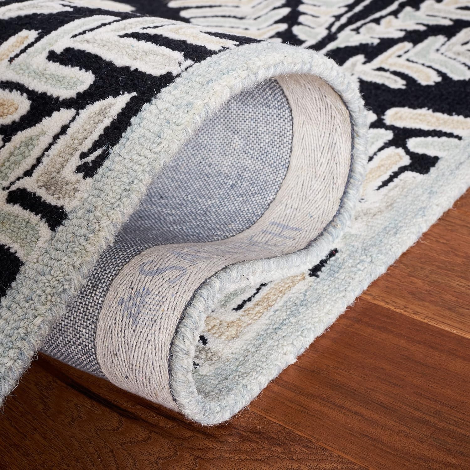image:imageSAFAVIEH Area Rug 8x10 Capri Collection Large Ivory amp Blue Handmade Wool Ideal for Living Room Bedroom Office Dining Space CPR208ABlackIvory