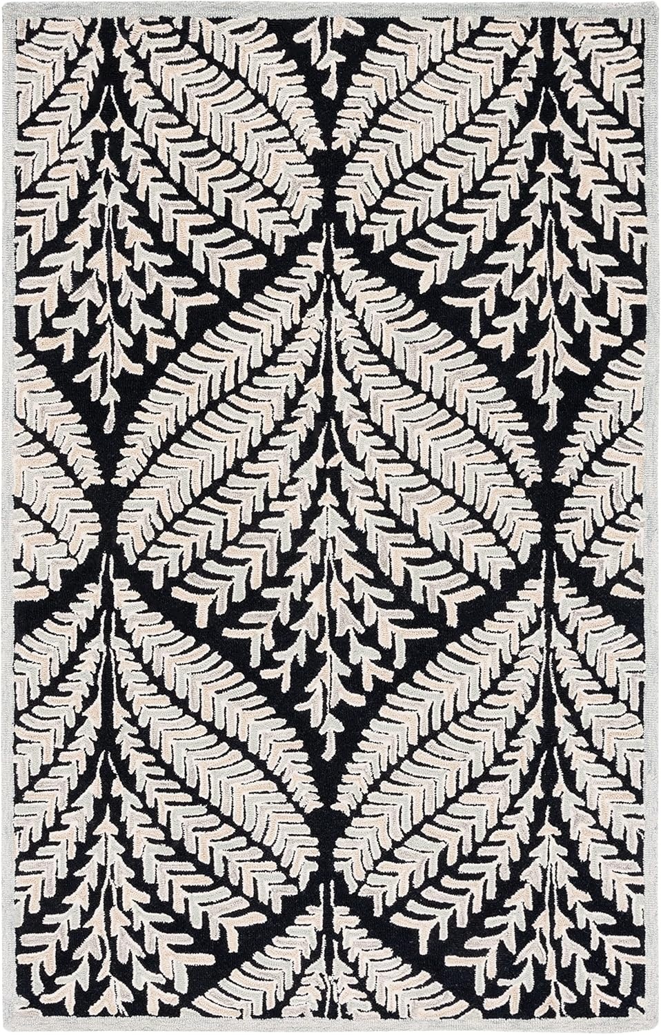 image:imageSAFAVIEH Area Rug 8x10 Capri Collection Large Ivory amp Blue Handmade Wool Ideal for Living Room Bedroom Office Dining Space CPR208ABlackIvory