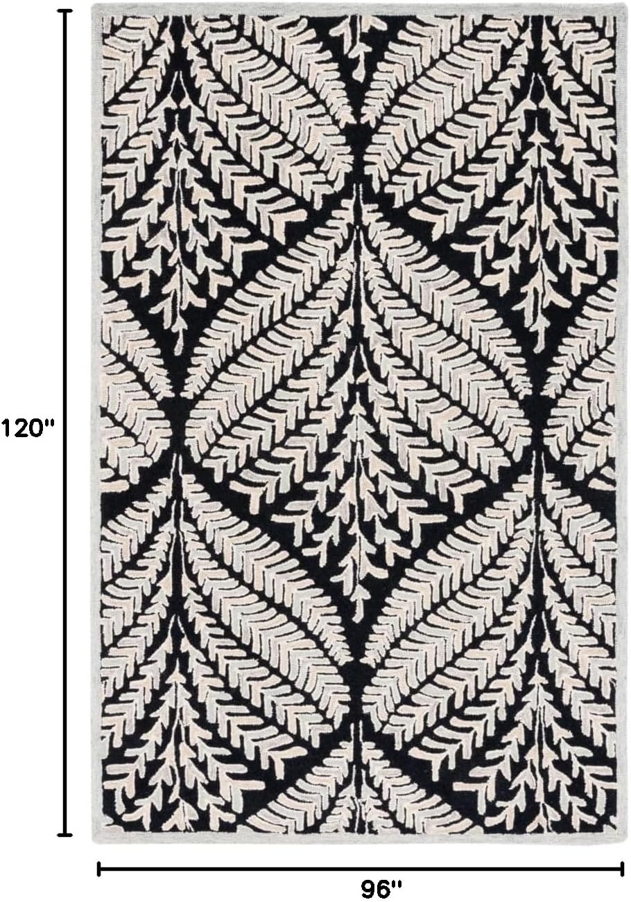 image:imageSAFAVIEH Area Rug 8x10 Capri Collection Large Ivory amp Blue Handmade Wool Ideal for Living Room Bedroom Office Dining Space CPR208ABlackIvory