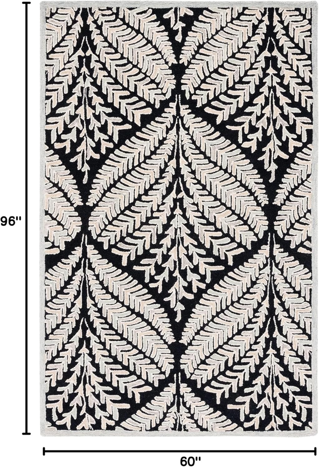 image:imageSAFAVIEH Area Rug 8x10 Capri Collection Large Ivory amp Blue Handmade Wool Ideal for Living Room Bedroom Office Dining Space CPR208ABlackIvory