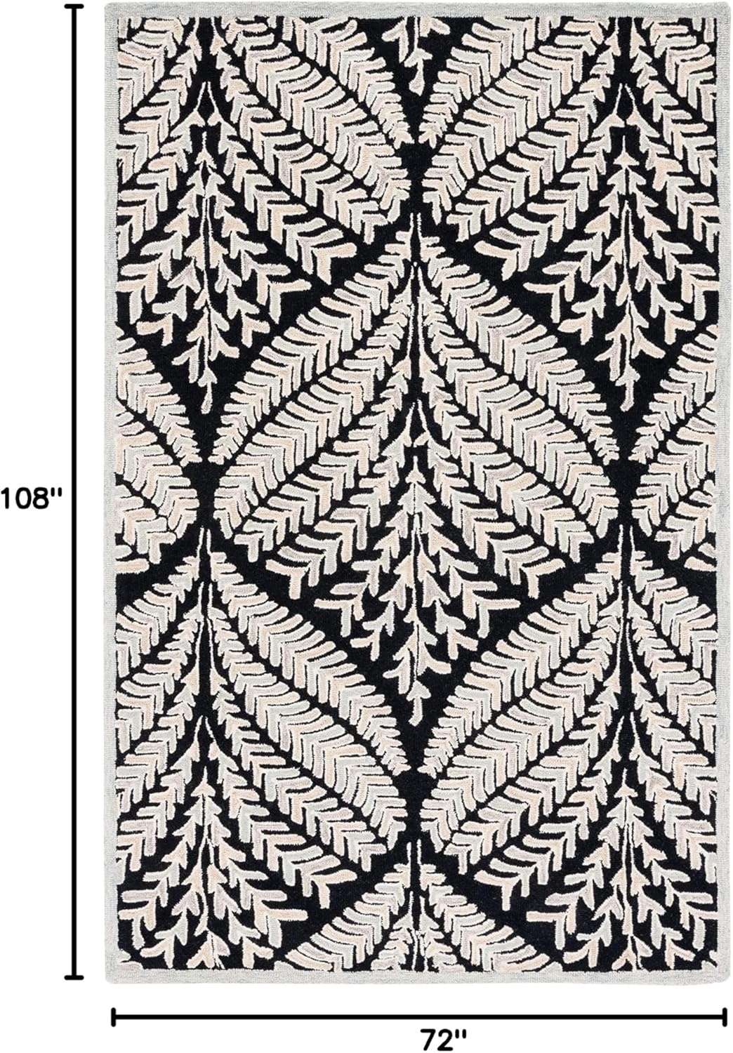 image:imageSAFAVIEH Area Rug 8x10 Capri Collection Large Ivory amp Blue Handmade Wool Ideal for Living Room Bedroom Office Dining Space CPR208ABlackIvory