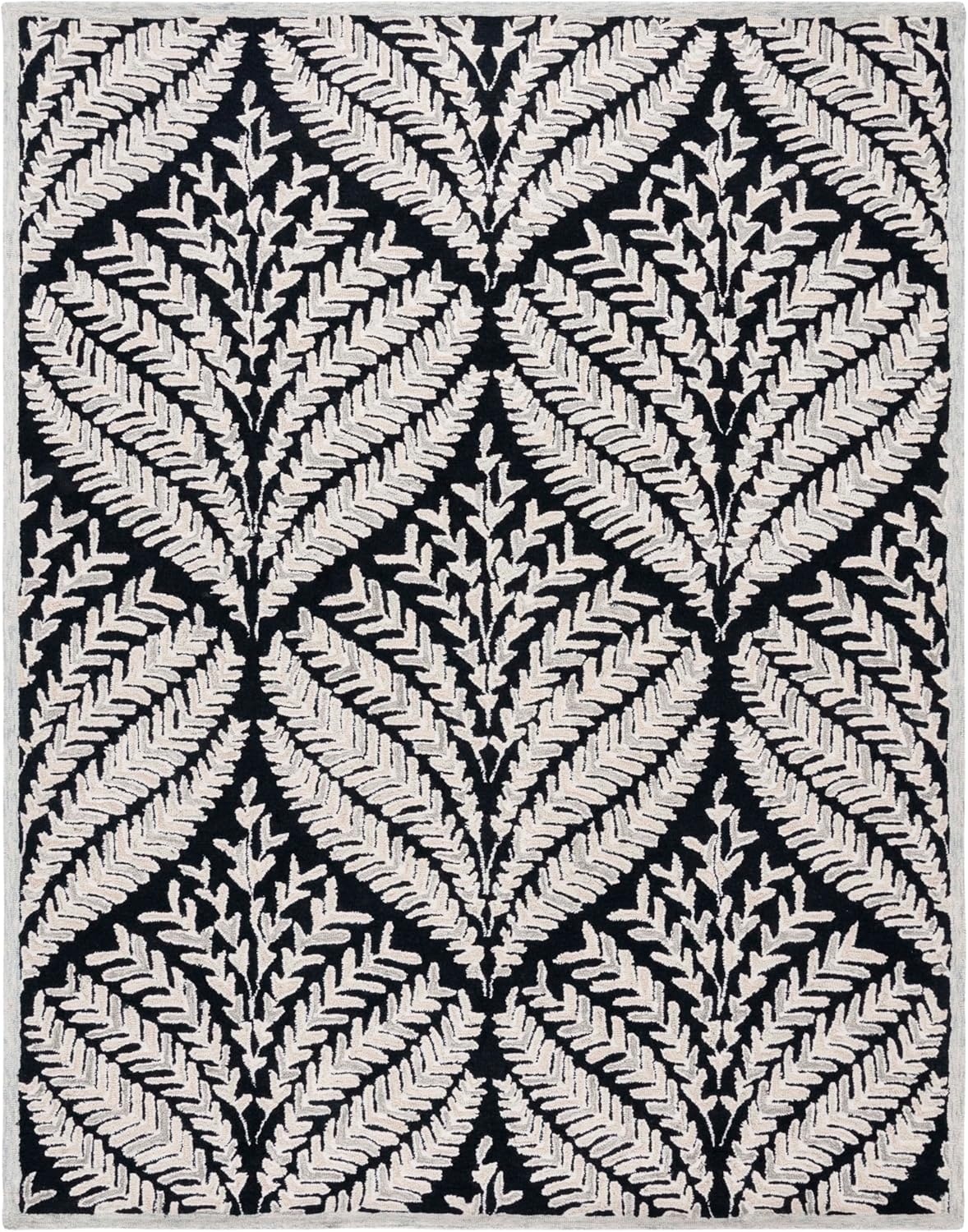 image:imageSAFAVIEH Area Rug 8x10 Capri Collection Large Ivory amp Blue Handmade Wool Ideal for Living Room Bedroom Office Dining Space CPR208ABlackIvory