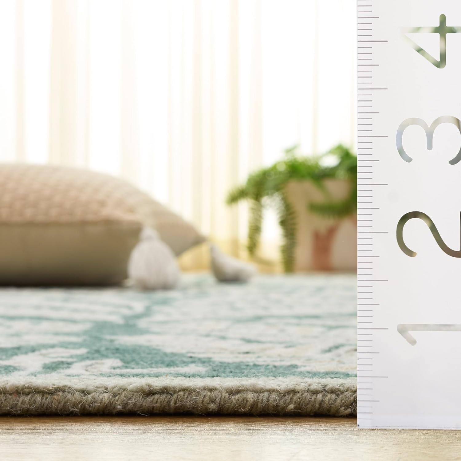 image:imageSAFAVIEH Area Rug 8x10 Capri Collection Large Ivory amp Blue Handmade Wool Ideal for Living Room Bedroom Office Dining Space CPR208ADark GreenIvory