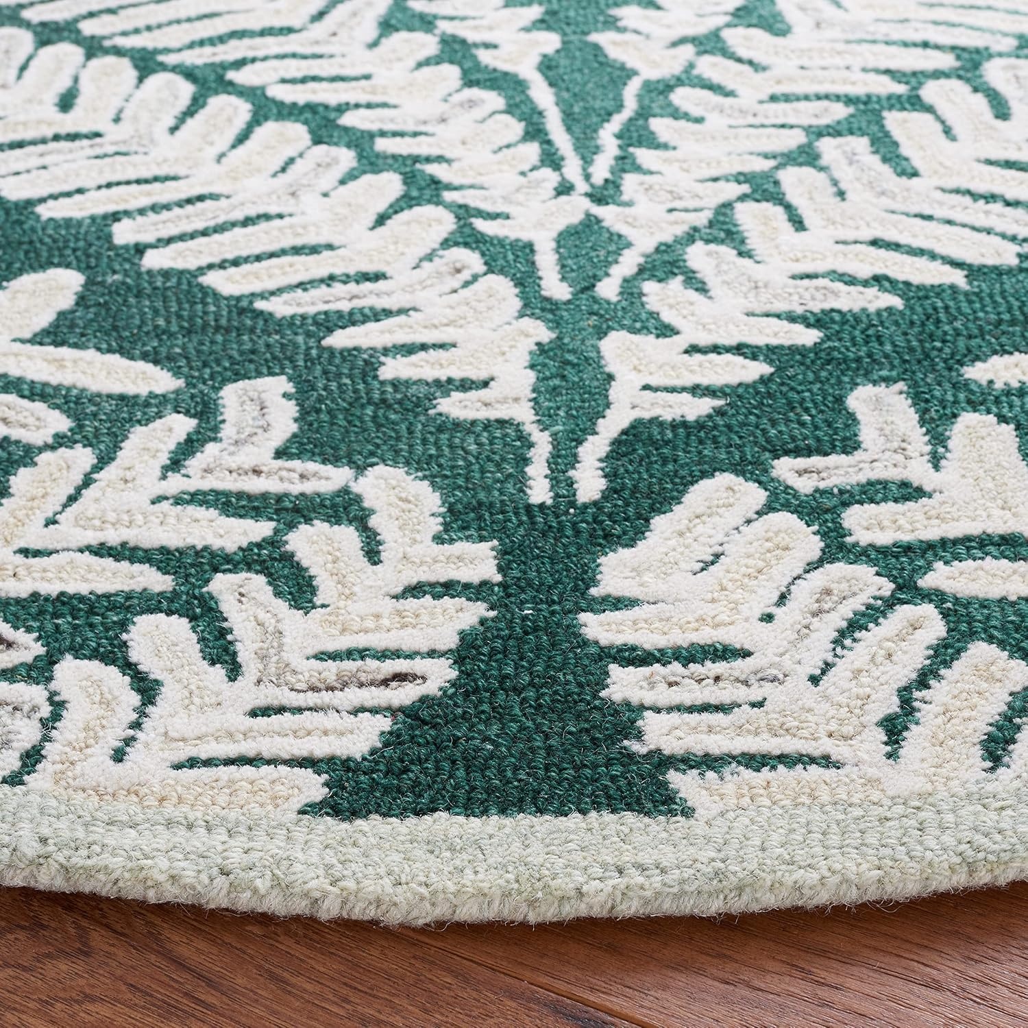 image:imageSAFAVIEH Area Rug 8x10 Capri Collection Large Ivory amp Blue Handmade Wool Ideal for Living Room Bedroom Office Dining Space CPR208ADark GreenIvory