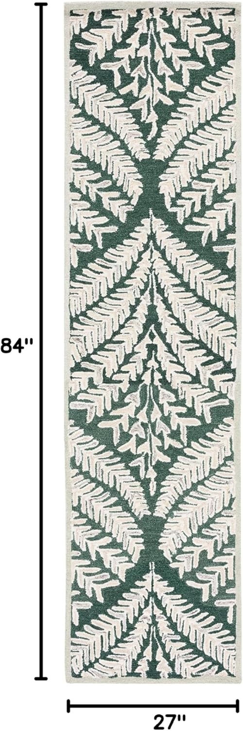 image:imageSAFAVIEH Area Rug 8x10 Capri Collection Large Ivory amp Blue Handmade Wool Ideal for Living Room Bedroom Office Dining Space CPR208ADark GreenIvory