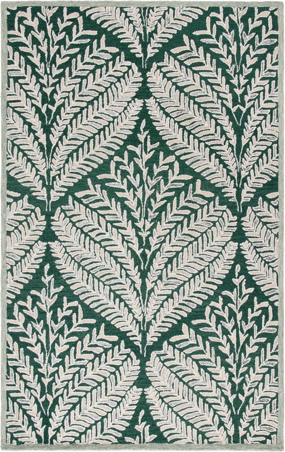 image:imageSAFAVIEH Area Rug 8x10 Capri Collection Large Ivory amp Blue Handmade Wool Ideal for Living Room Bedroom Office Dining Space CPR208ADark GreenIvory