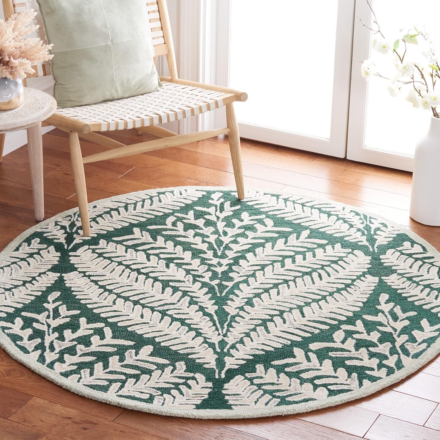 image:imageSAFAVIEH Area Rug 8x10 Capri Collection Large Ivory amp Blue Handmade Wool Ideal for Living Room Bedroom Office Dining Space CPR208ADark GreenIvory