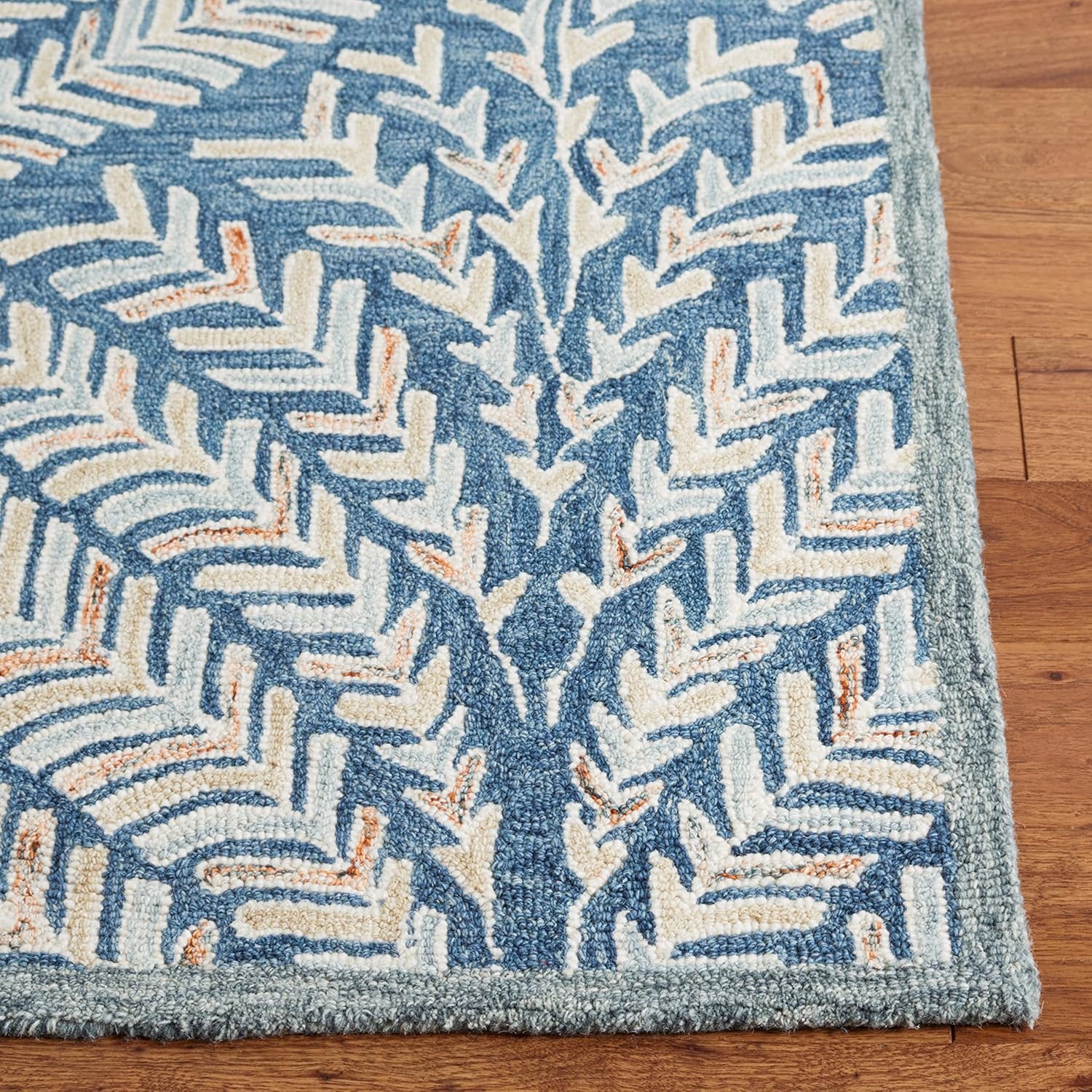 image:imageSAFAVIEH Area Rug 8x10 Capri Collection Large Ivory amp Blue Handmade Wool Ideal for Living Room Bedroom Office Dining Space CPR208AGreyIvory