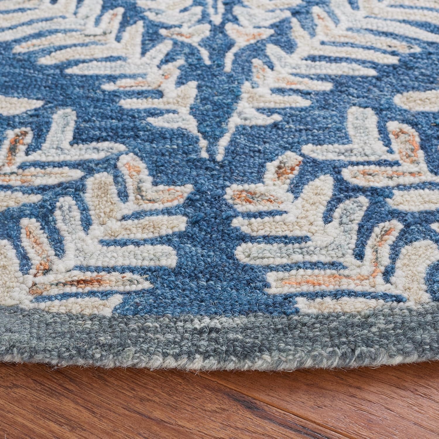 image:imageSAFAVIEH Area Rug 8x10 Capri Collection Large Ivory amp Blue Handmade Wool Ideal for Living Room Bedroom Office Dining Space CPR208AGreyIvory