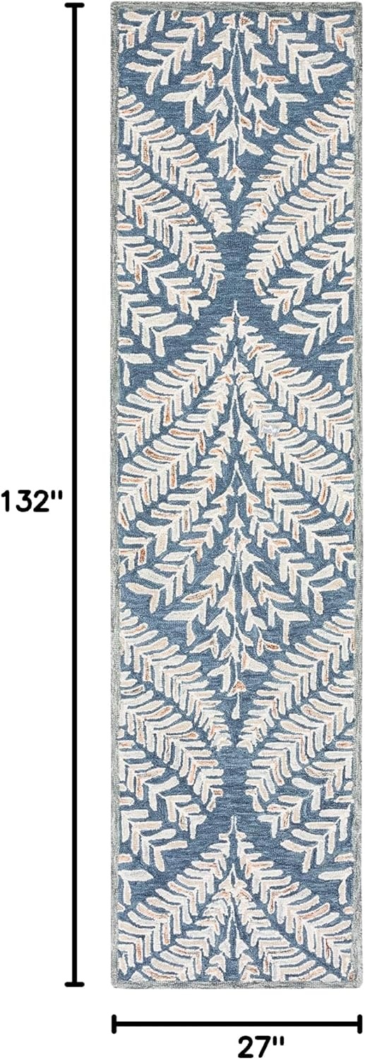 image:imageSAFAVIEH Area Rug 8x10 Capri Collection Large Ivory amp Blue Handmade Wool Ideal for Living Room Bedroom Office Dining Space CPR208AGreyIvory