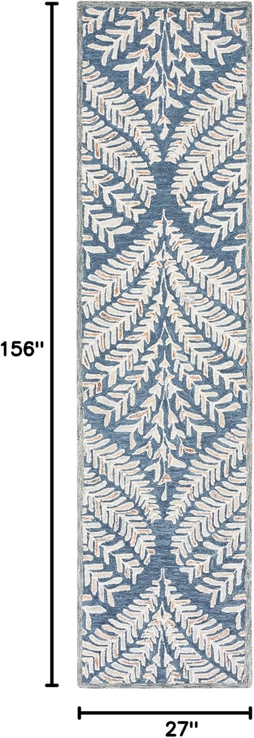 image:imageSAFAVIEH Area Rug 8x10 Capri Collection Large Ivory amp Blue Handmade Wool Ideal for Living Room Bedroom Office Dining Space CPR208AGreyIvory