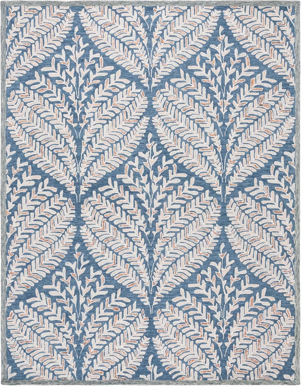 image:imageSAFAVIEH Area Rug 8x10 Capri Collection Large Ivory amp Blue Handmade Wool Ideal for Living Room Bedroom Office Dining Space CPR208AGreyIvory