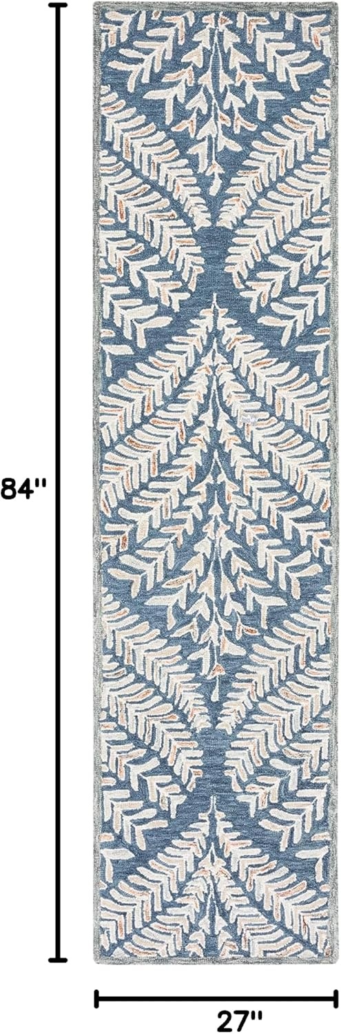 image:imageSAFAVIEH Area Rug 8x10 Capri Collection Large Ivory amp Blue Handmade Wool Ideal for Living Room Bedroom Office Dining Space CPR208AGreyIvory