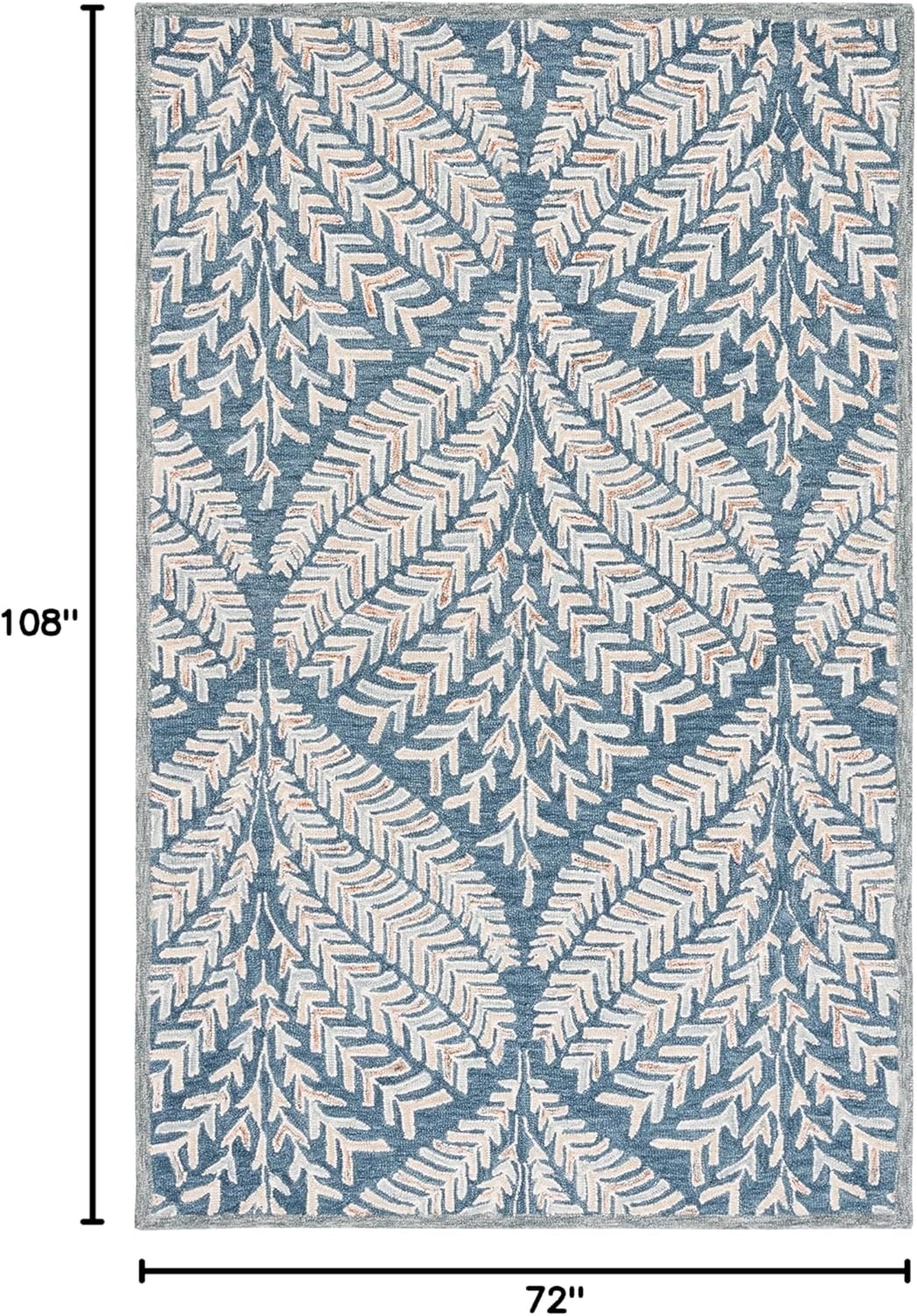image:imageSAFAVIEH Area Rug 8x10 Capri Collection Large Ivory amp Blue Handmade Wool Ideal for Living Room Bedroom Office Dining Space CPR208AGreyIvory