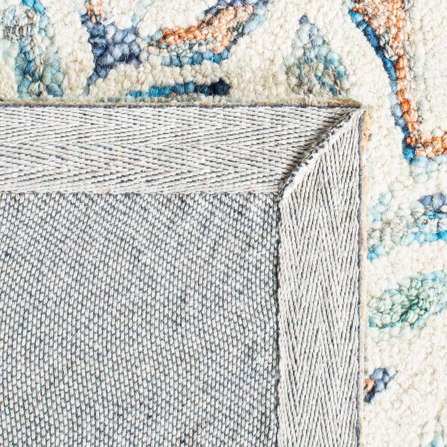 image:imageSAFAVIEH Area Rug 8x10 Capri Collection Large Ivory amp Blue Handmade Wool Ideal for Living Room Bedroom Office Dining Space CPR208AIvoryBlue