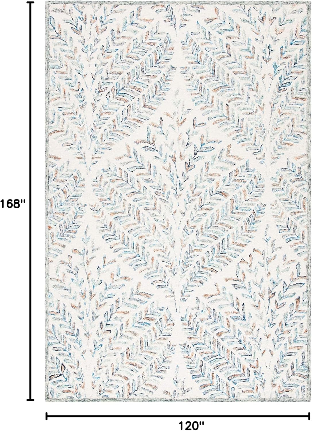 image:imageSAFAVIEH Area Rug 8x10 Capri Collection Large Ivory amp Blue Handmade Wool Ideal for Living Room Bedroom Office Dining Space CPR208AIvoryBlue