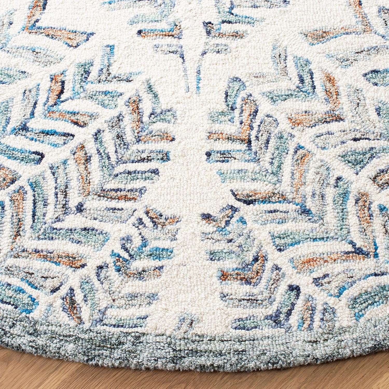 image:imageSAFAVIEH Area Rug 8x10 Capri Collection Large Ivory amp Blue Handmade Wool Ideal for Living Room Bedroom Office Dining Space CPR208AIvoryBlue