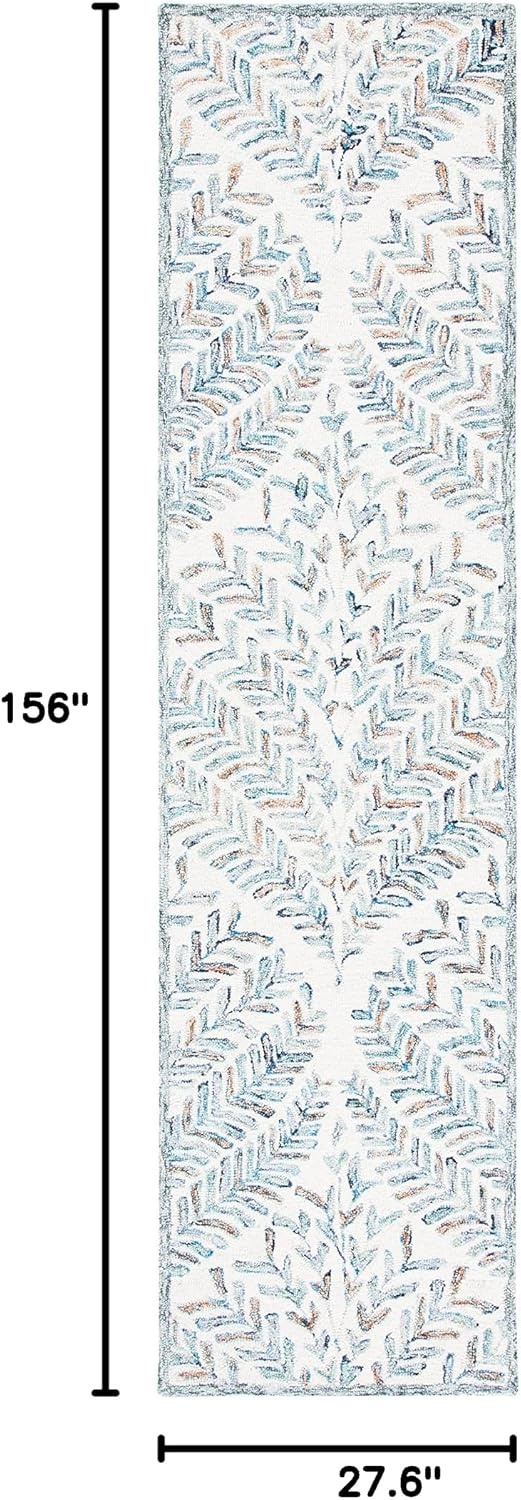 image:imageSAFAVIEH Area Rug 8x10 Capri Collection Large Ivory amp Blue Handmade Wool Ideal for Living Room Bedroom Office Dining Space CPR208AIvoryBlue