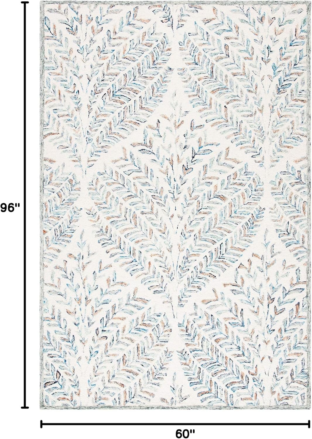 image:imageSAFAVIEH Area Rug 8x10 Capri Collection Large Ivory amp Blue Handmade Wool Ideal for Living Room Bedroom Office Dining Space CPR208AIvoryBlue