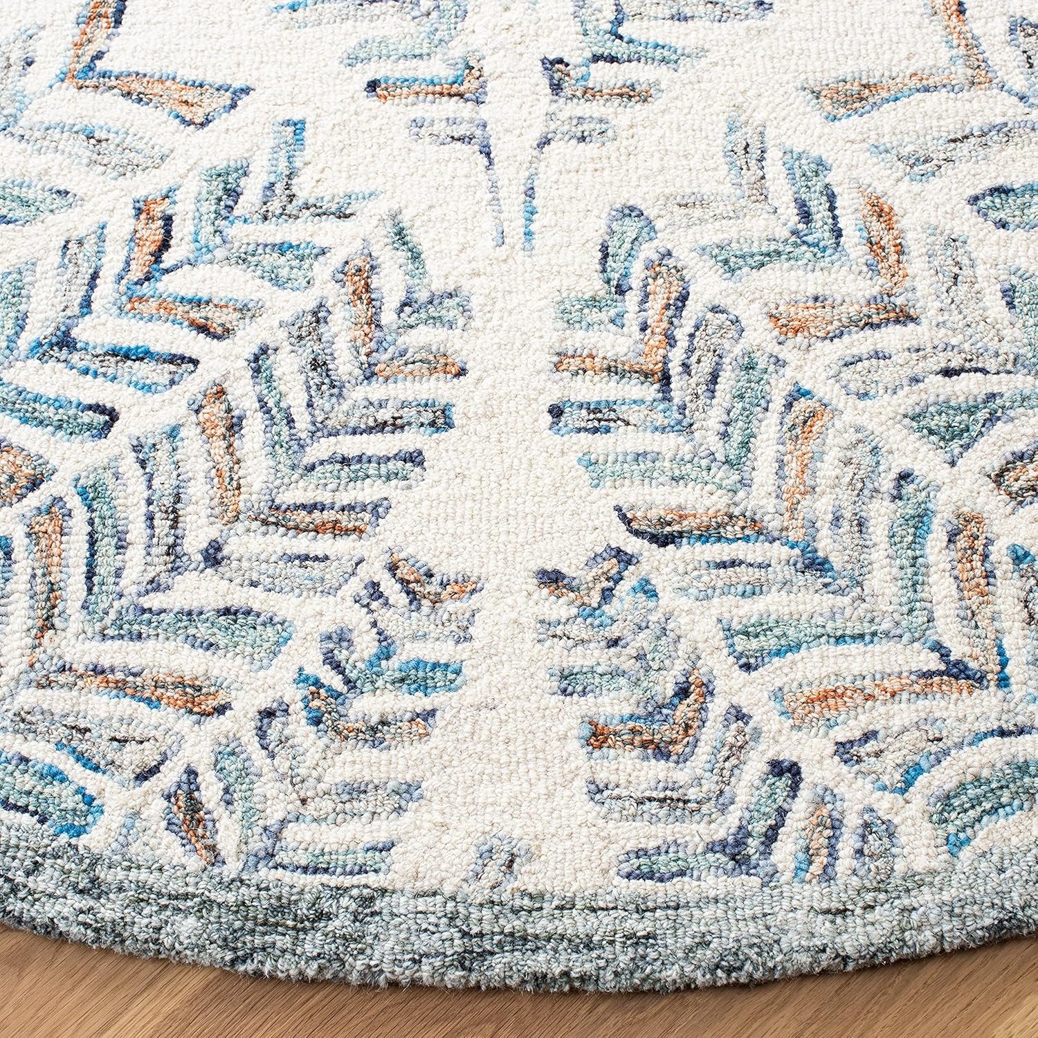 image:imageSAFAVIEH Area Rug 8x10 Capri Collection Large Ivory amp Blue Handmade Wool Ideal for Living Room Bedroom Office Dining Space CPR208AIvoryBlue