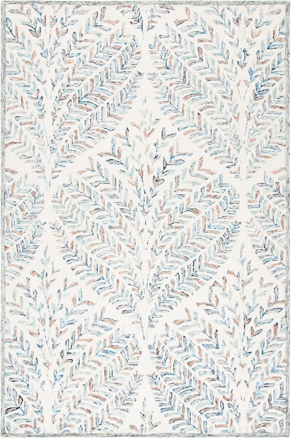image:imageSAFAVIEH Area Rug 8x10 Capri Collection Large Ivory amp Blue Handmade Wool Ideal for Living Room Bedroom Office Dining Space CPR208AIvoryBlue