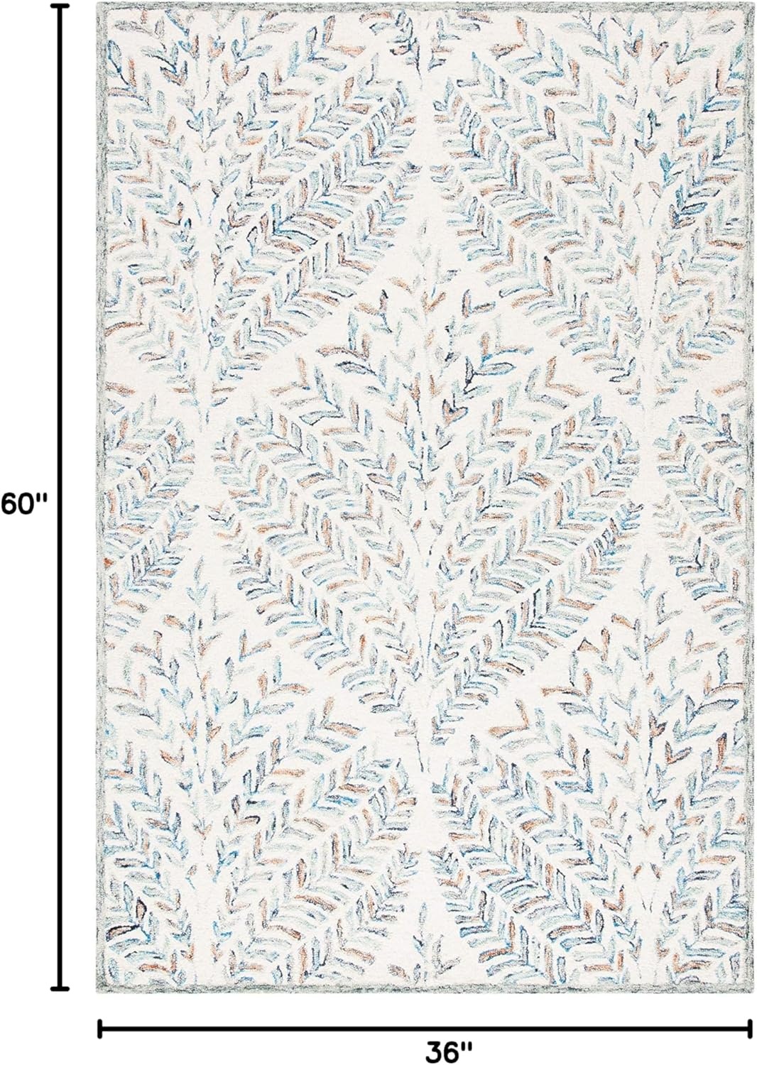 image:imageSAFAVIEH Area Rug 8x10 Capri Collection Large Ivory amp Blue Handmade Wool Ideal for Living Room Bedroom Office Dining Space CPR208AIvoryBlue