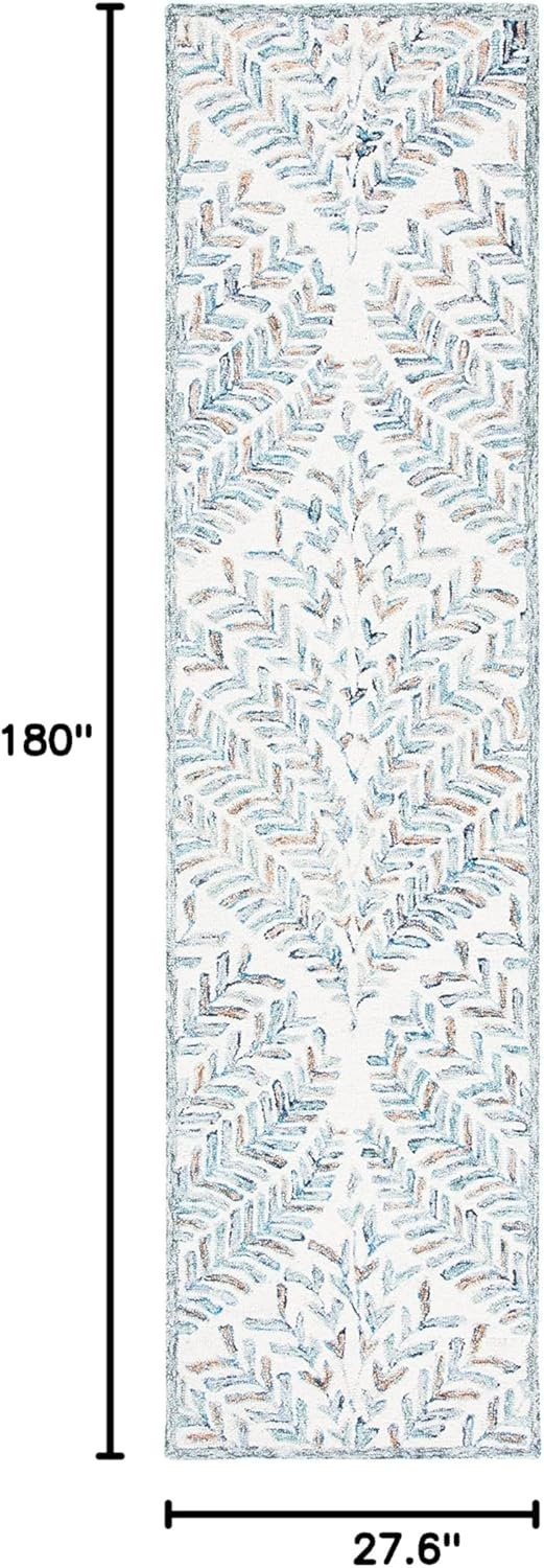 image:imageSAFAVIEH Area Rug 8x10 Capri Collection Large Ivory amp Blue Handmade Wool Ideal for Living Room Bedroom Office Dining Space CPR208AIvoryBlue