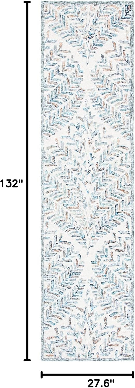 image:imageSAFAVIEH Area Rug 8x10 Capri Collection Large Ivory amp Blue Handmade Wool Ideal for Living Room Bedroom Office Dining Space CPR208AIvoryBlue