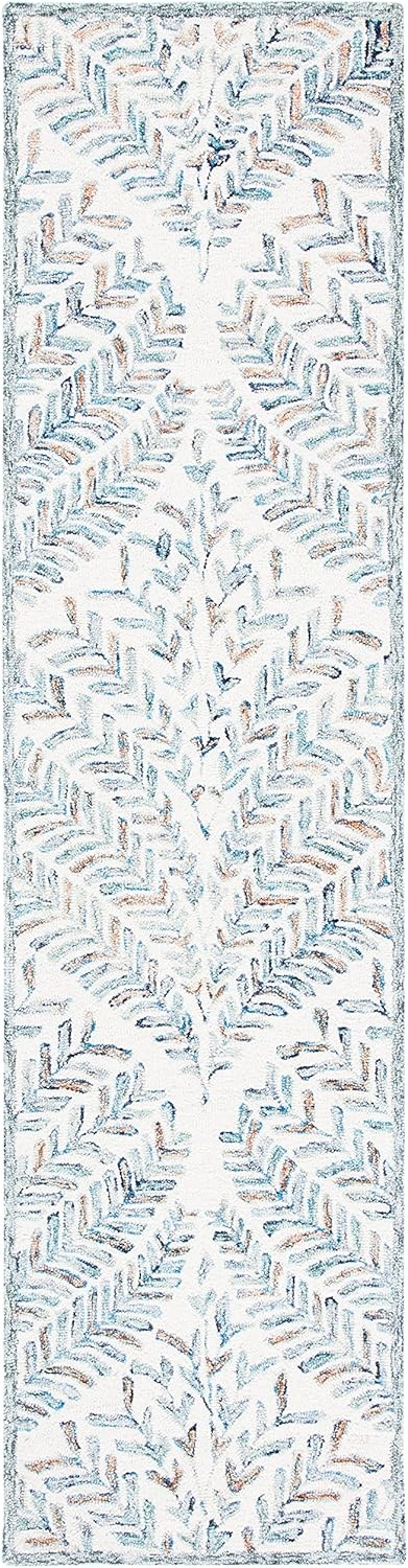 image:imageSAFAVIEH Area Rug 8x10 Capri Collection Large Ivory amp Blue Handmade Wool Ideal for Living Room Bedroom Office Dining Space CPR208AIvoryBlue