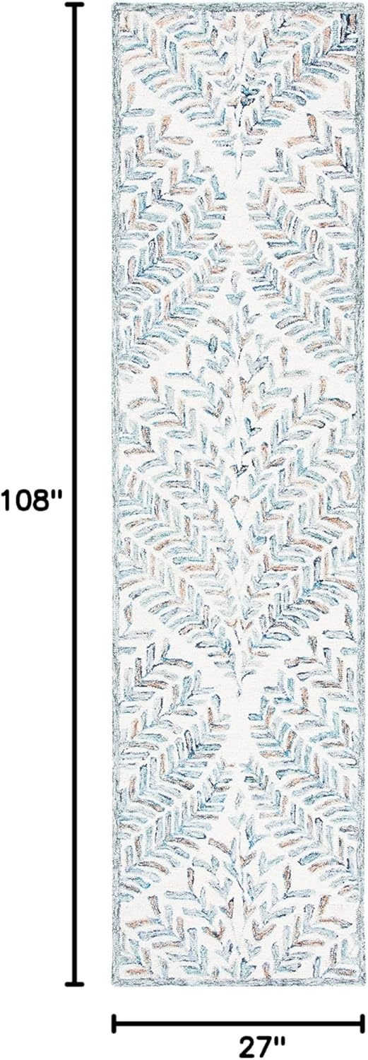 image:imageSAFAVIEH Area Rug 8x10 Capri Collection Large Ivory amp Blue Handmade Wool Ideal for Living Room Bedroom Office Dining Space CPR208AIvoryBlue