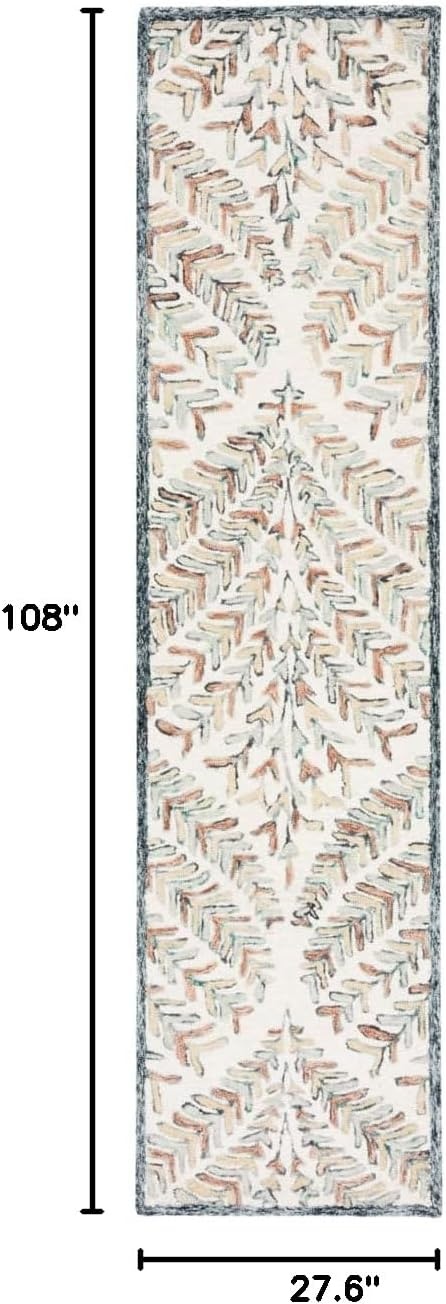 image:imageSAFAVIEH Area Rug 8x10 Capri Collection Large Ivory amp Blue Handmade Wool Ideal for Living Room Bedroom Office Dining Space CPR208AIvoryGreen
