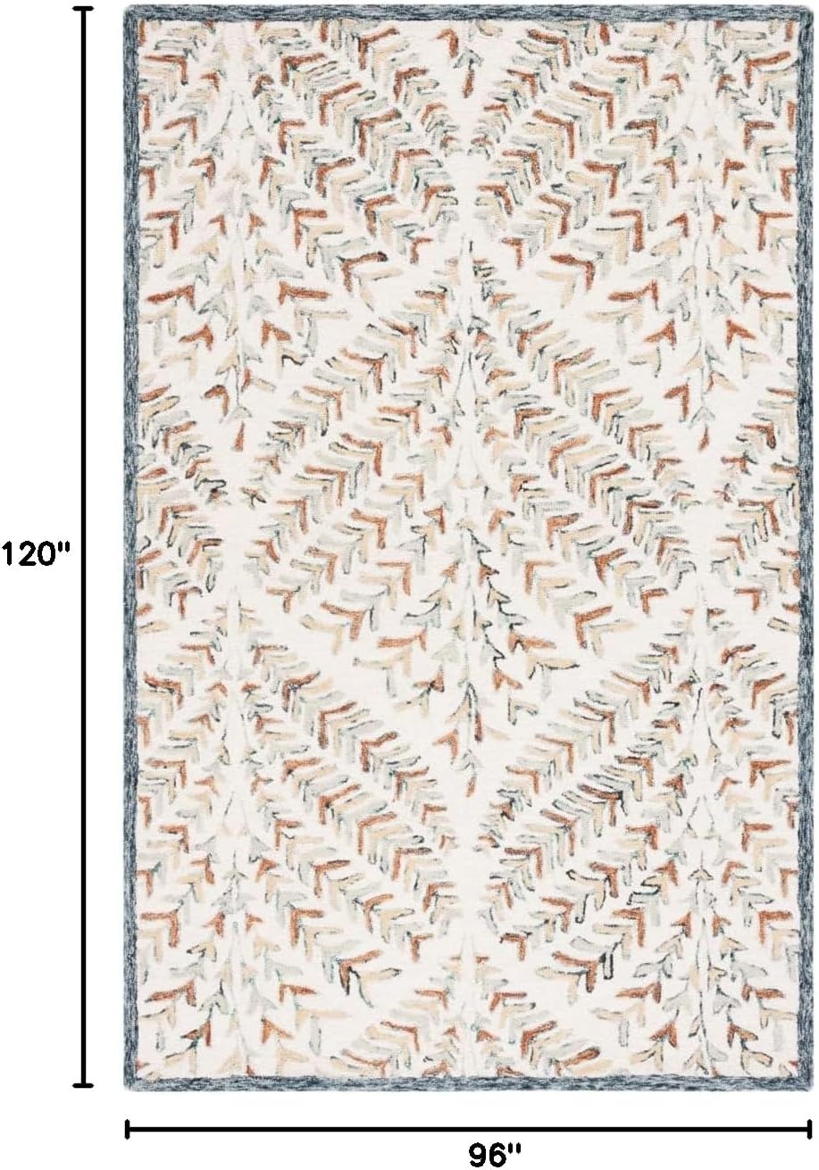 image:imageSAFAVIEH Area Rug 8x10 Capri Collection Large Ivory amp Blue Handmade Wool Ideal for Living Room Bedroom Office Dining Space CPR208AIvoryGreen