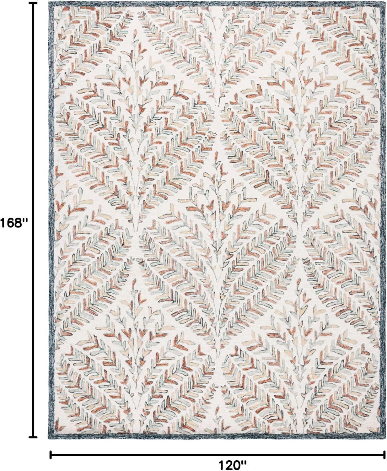 image:imageSAFAVIEH Area Rug 8x10 Capri Collection Large Ivory amp Blue Handmade Wool Ideal for Living Room Bedroom Office Dining Space CPR208AIvoryGreen