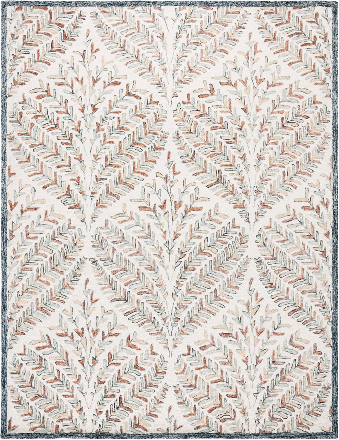 image:imageSAFAVIEH Area Rug 8x10 Capri Collection Large Ivory amp Blue Handmade Wool Ideal for Living Room Bedroom Office Dining Space CPR208AIvoryGreen